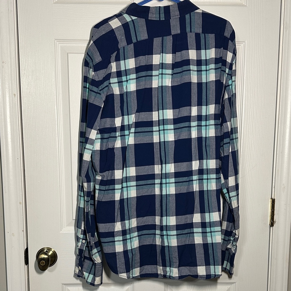 Old Navy Men's Blue and White Checkered Shirt 2XL Slim Fit - Picture 6 of 6